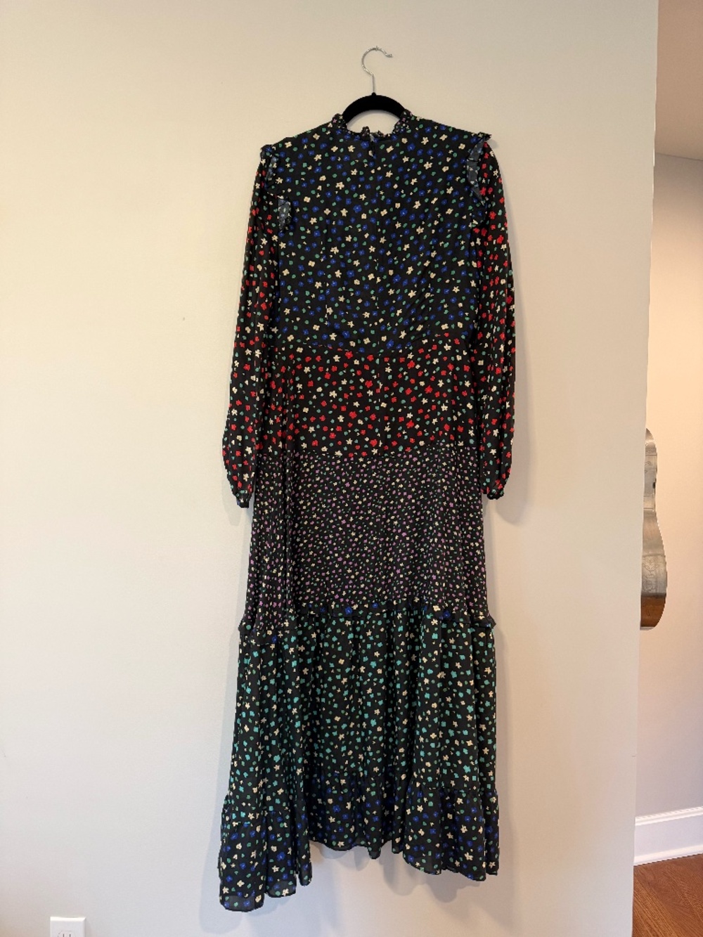 RIXO London Billie Floral-Print Maxi Dress in a black mixed floral pattern